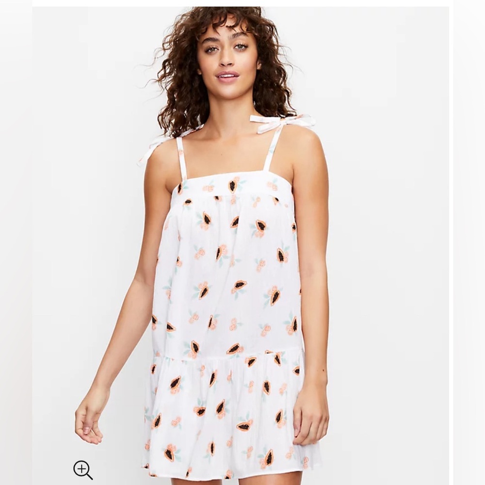 LOFT Beach Papaya Tie Strap Swing Dress